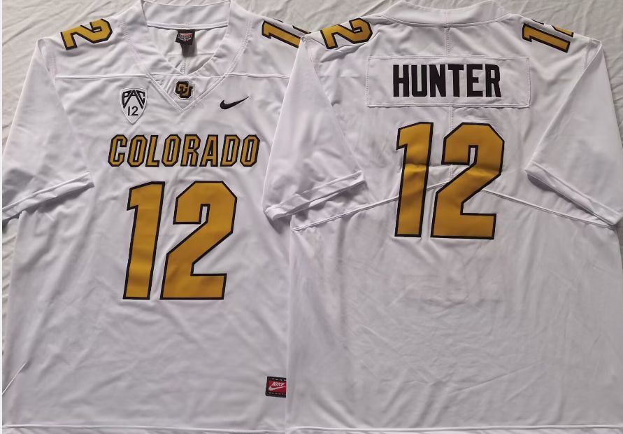 Men Colorado Buffaloes #12 Hunter White 2025 Nike Limited NCAA Jersey style 1
